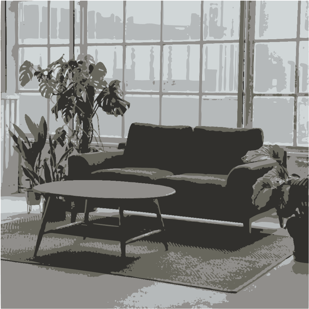 Black Sofa Near Green Plant converted to vector
