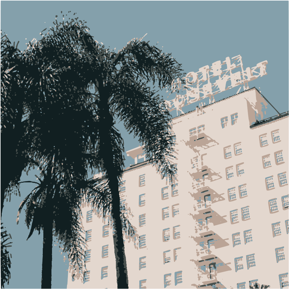 Green Palm Tree Near White Concrete Building During Daytime converted to vector