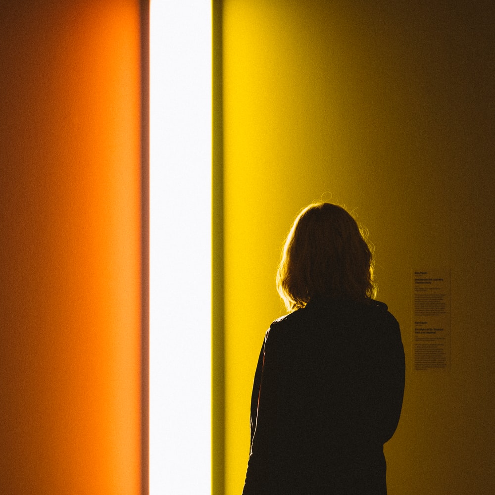 Silhouette Of Person Standing In Front Of Window raster image