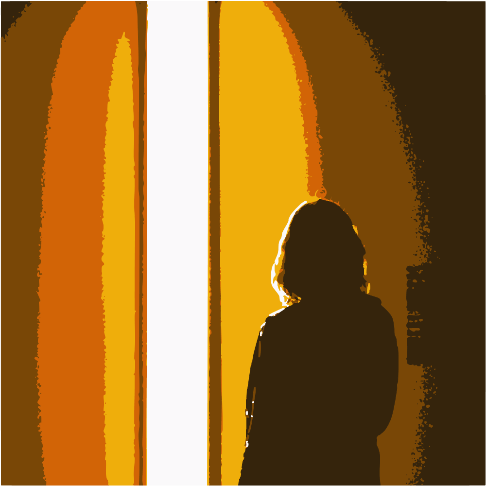 Silhouette Of Person Standing In Front Of Window converted to vector