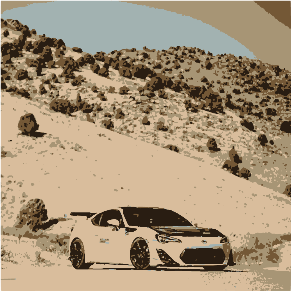 White And Black Porsche 911 On Brown Sand converted to vector