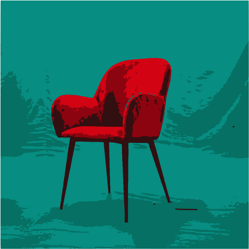 Red And Black Chair Beside Green Wall converted to vector