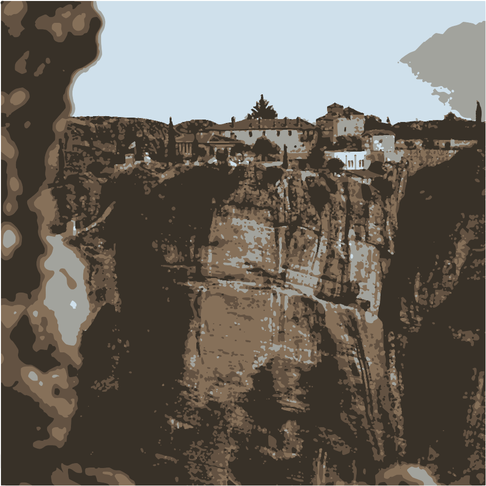 Houses On Top Of Mountain During Daytime converted to vector