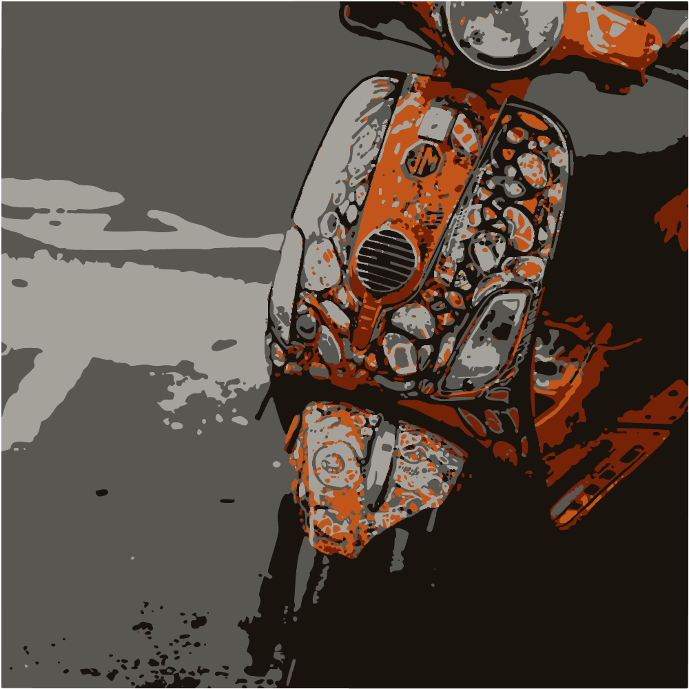 Orange And Black Motor Scooter On Road During Daytime converted to vector