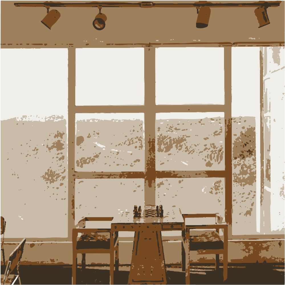 Brown Wooden Table And Chairs Near Window converted to vector