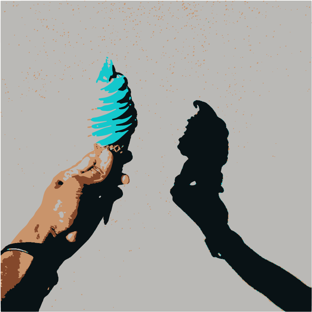 Person Holding Blue And White Lollipop converted to vector