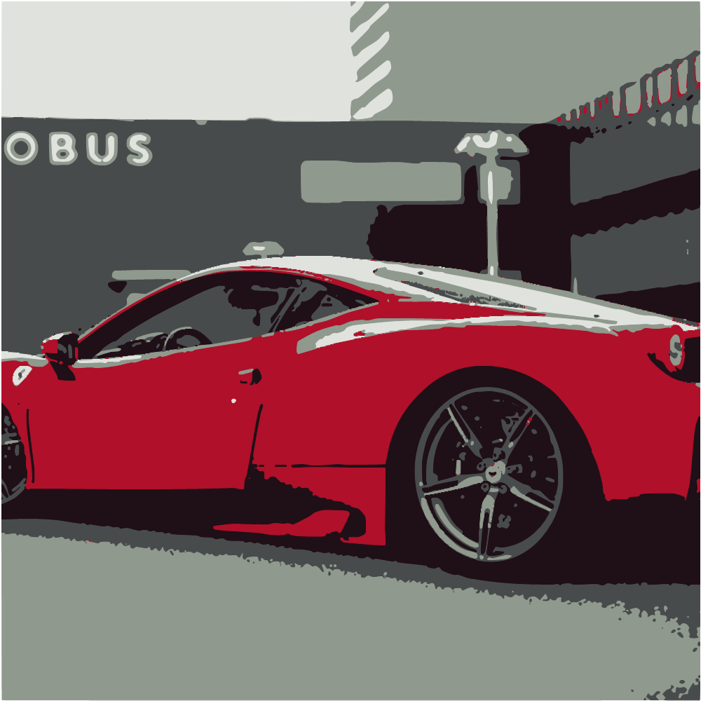 Red Ferrari 458 Italia Parked On Gray Pavement converted to vector