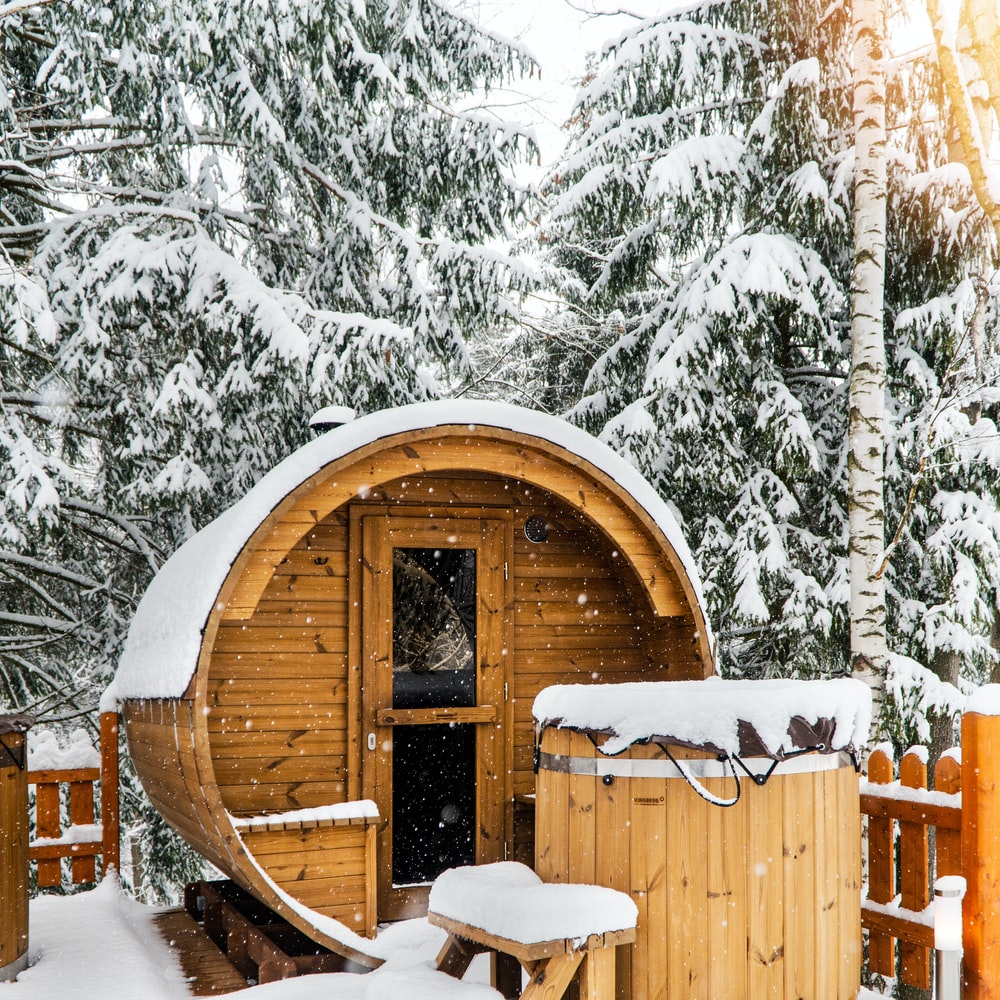 Brown Wooden House Covered With Snow