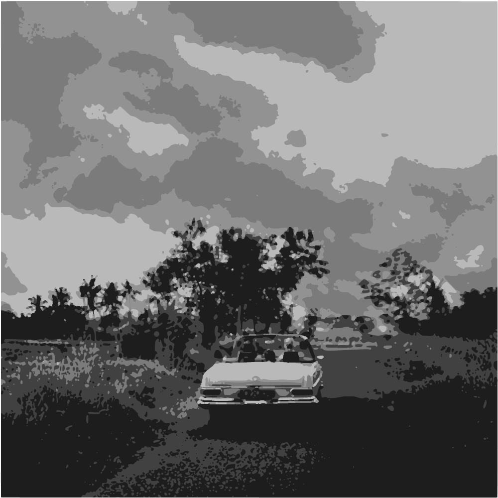 Grayscale Photo Of Car On Road converted to vector