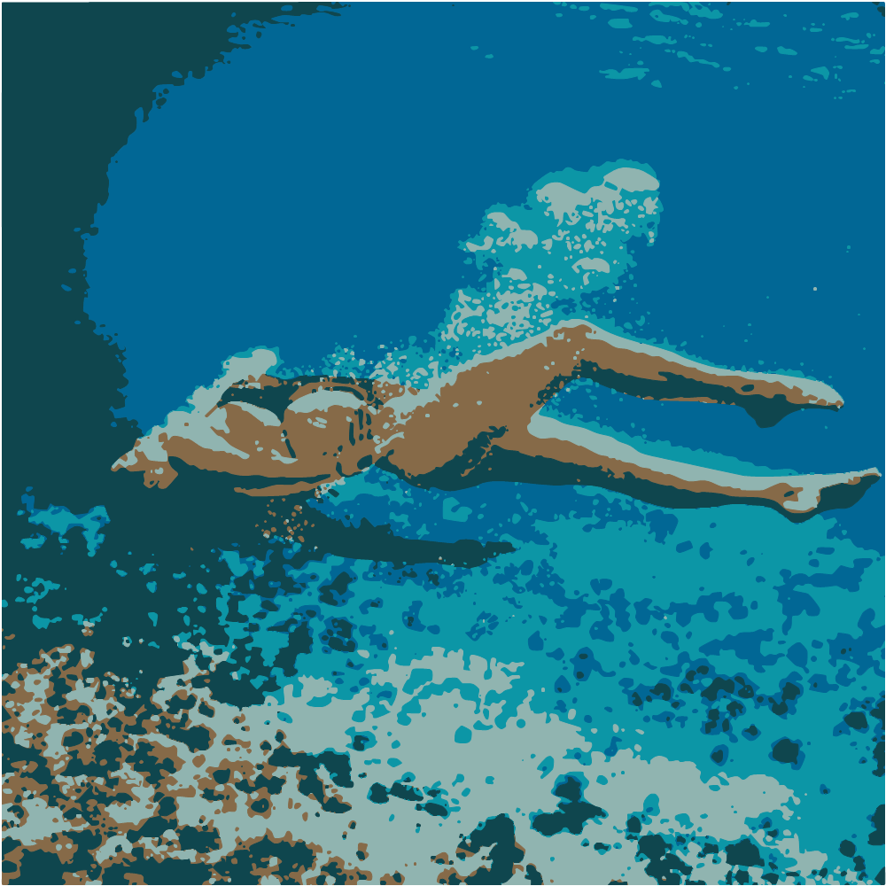 Woman In Blue Bikini Swimming In Water converted to vector