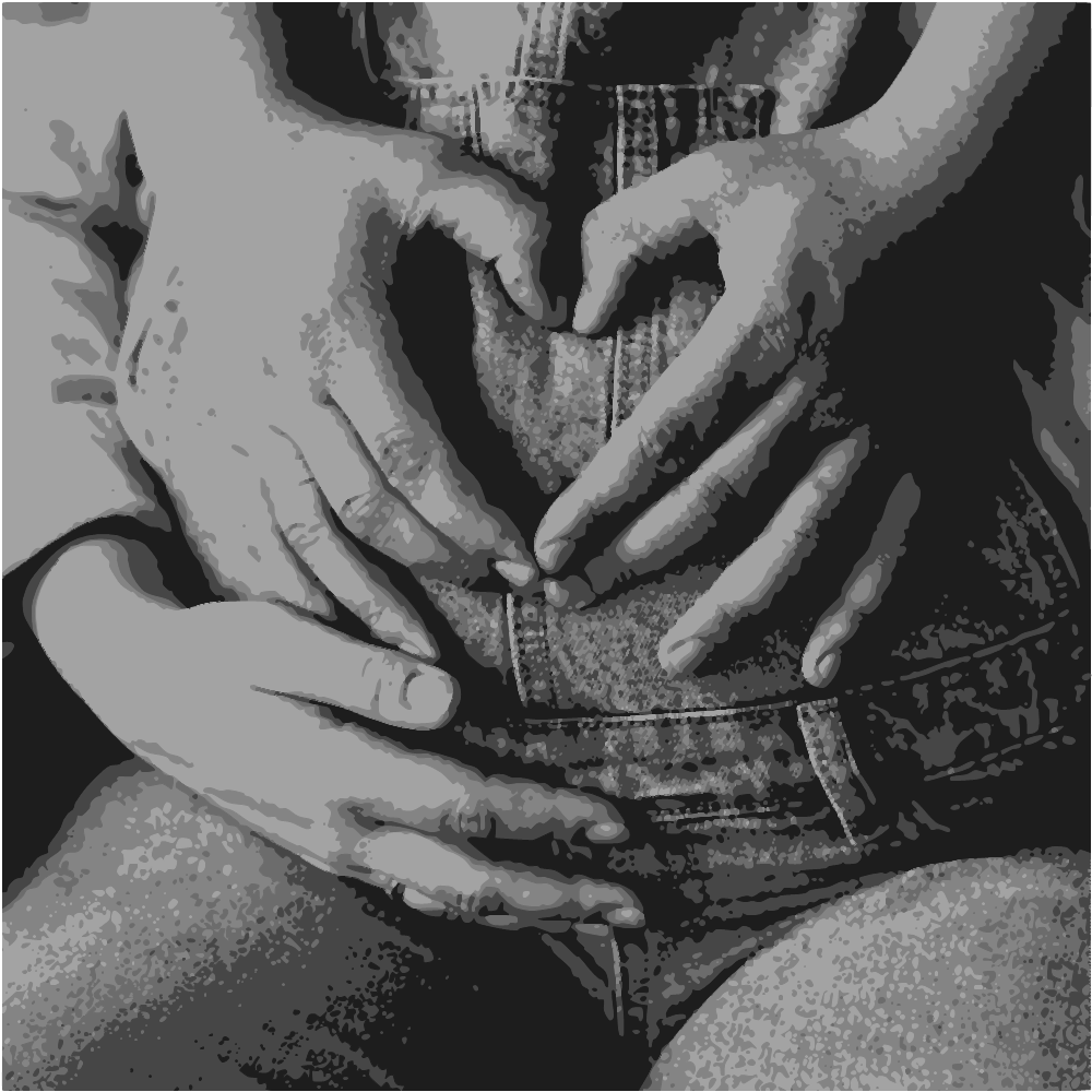 Grayscale Photo Of Woman Holding Her Stomach converted to vector