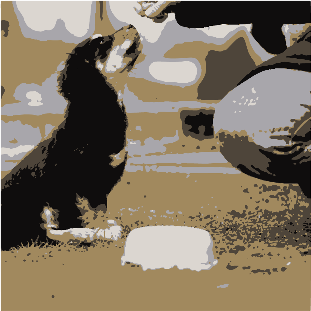Person In Blue Denim Jeans Holding Black And White Short Coated Small Dog converted to vector
