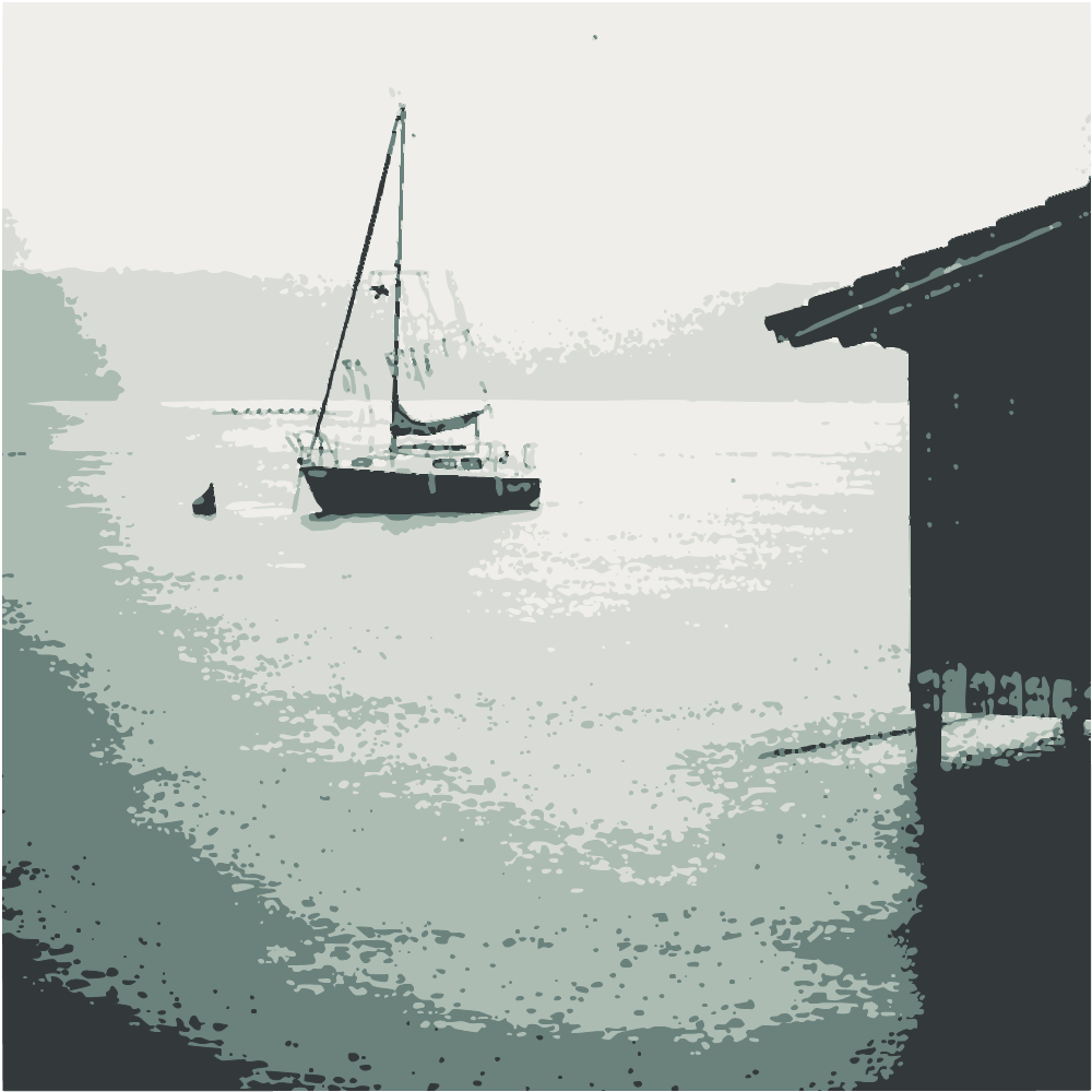 Brown Wooden Dock On Sea converted to vector