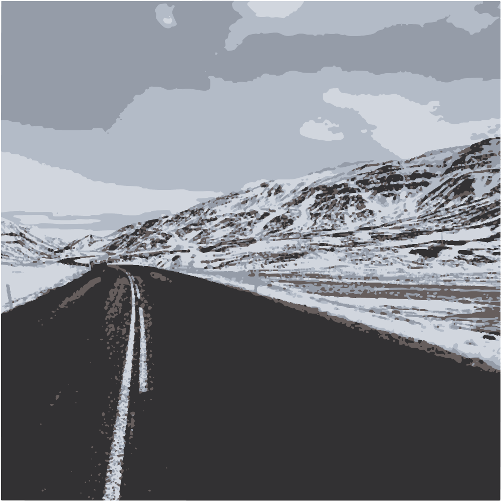 Black Asphalt Road Near Snow Covered Mountain Under Blue Sky During Daytime converted to vector
