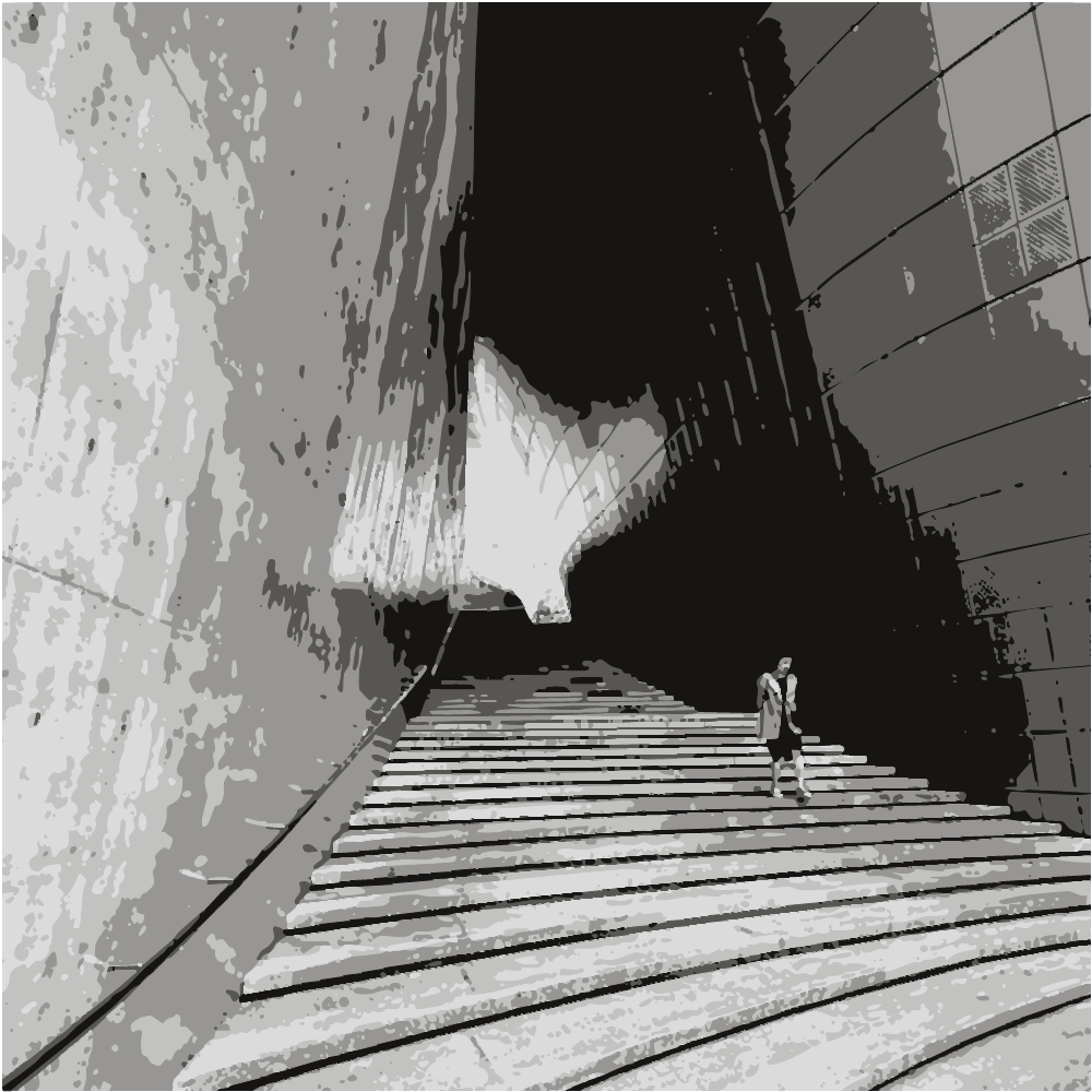 Woman In Black Shirt Walking On Gray Concrete Tunnel converted to vector