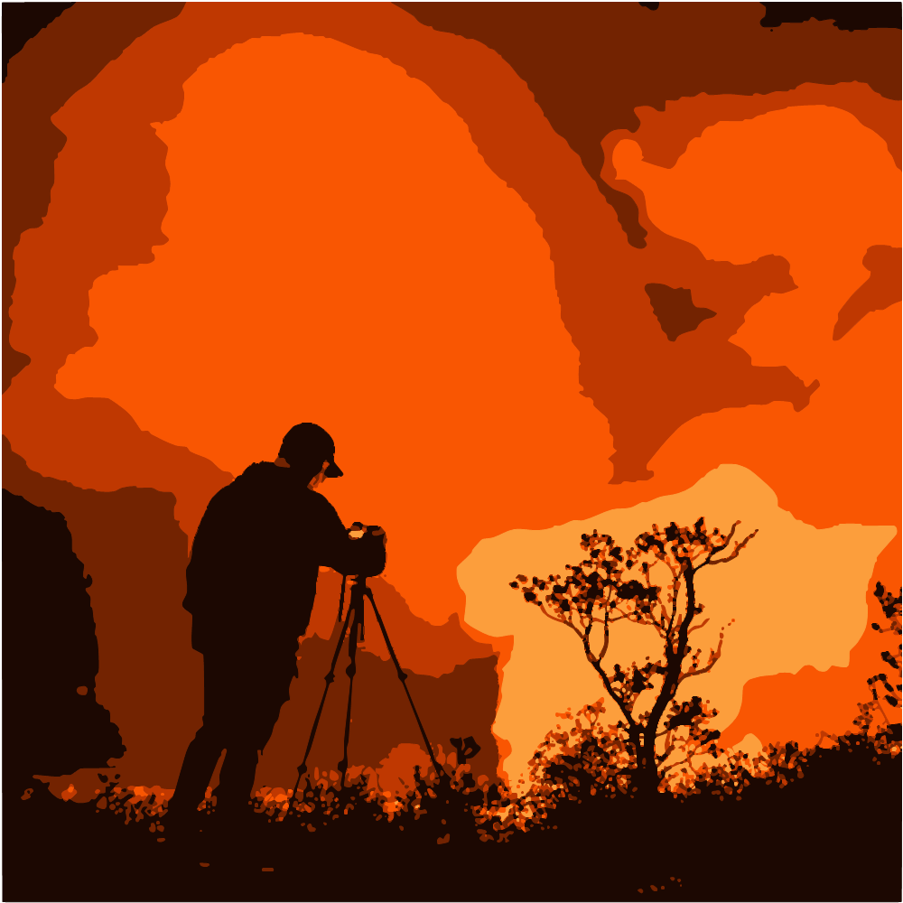 Silhouette Of Man Holding Camera converted to vector