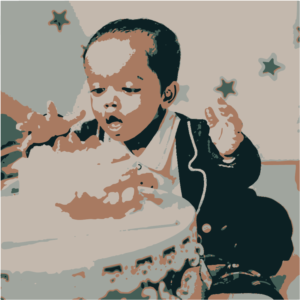 Boy In Black And White Jacket Holding Pink Cake converted to vector