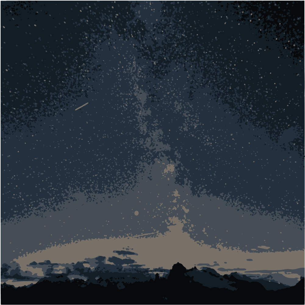 Silhouette Of Mountains Under Starry Night converted to vector