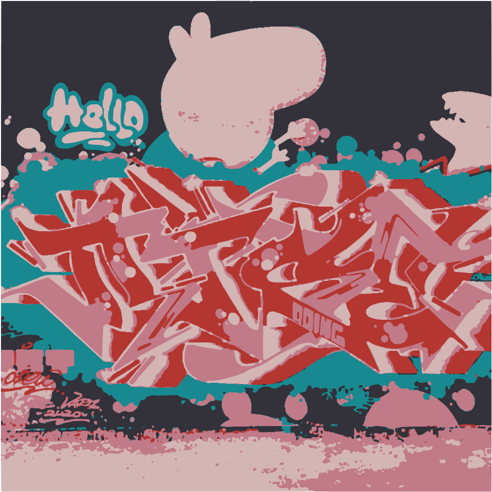 Green And Pink Graffiti Art converted to vector