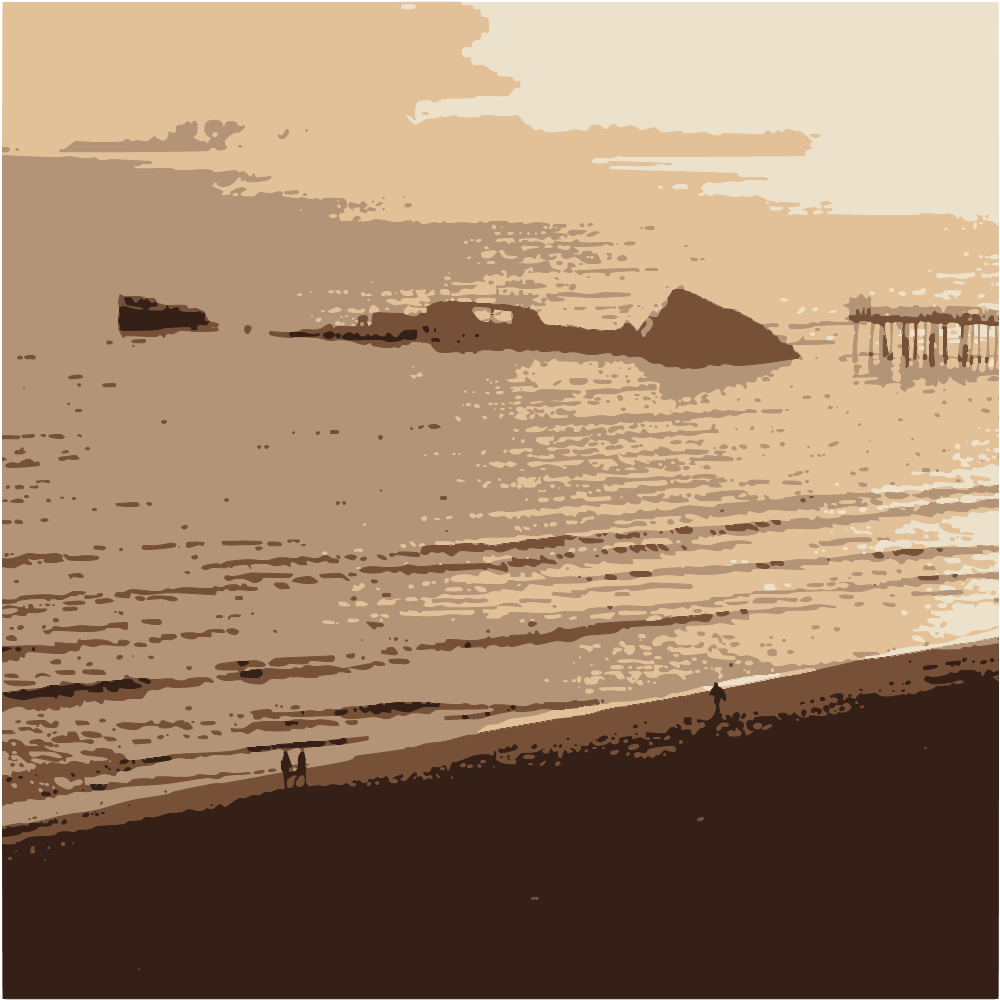 Brown Wooden Dock On Sea During Daytime converted to vector