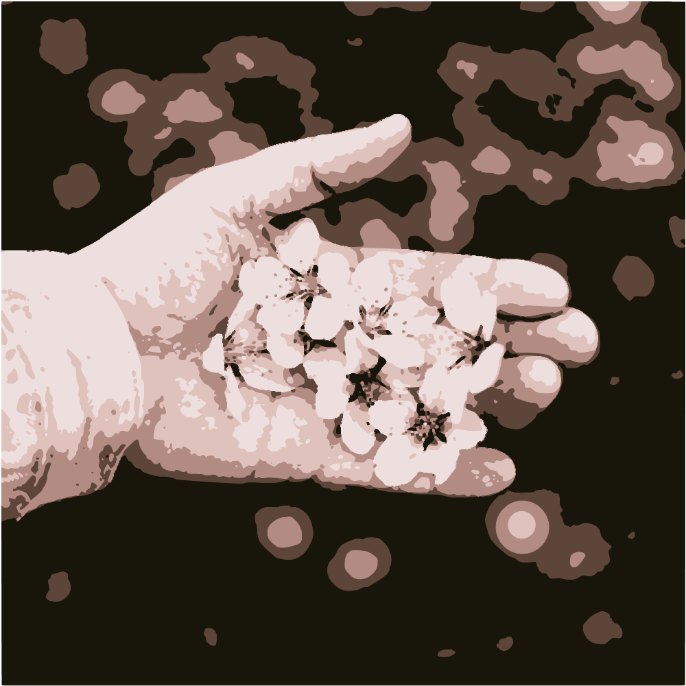 White Flower On Persons Hand converted to vector