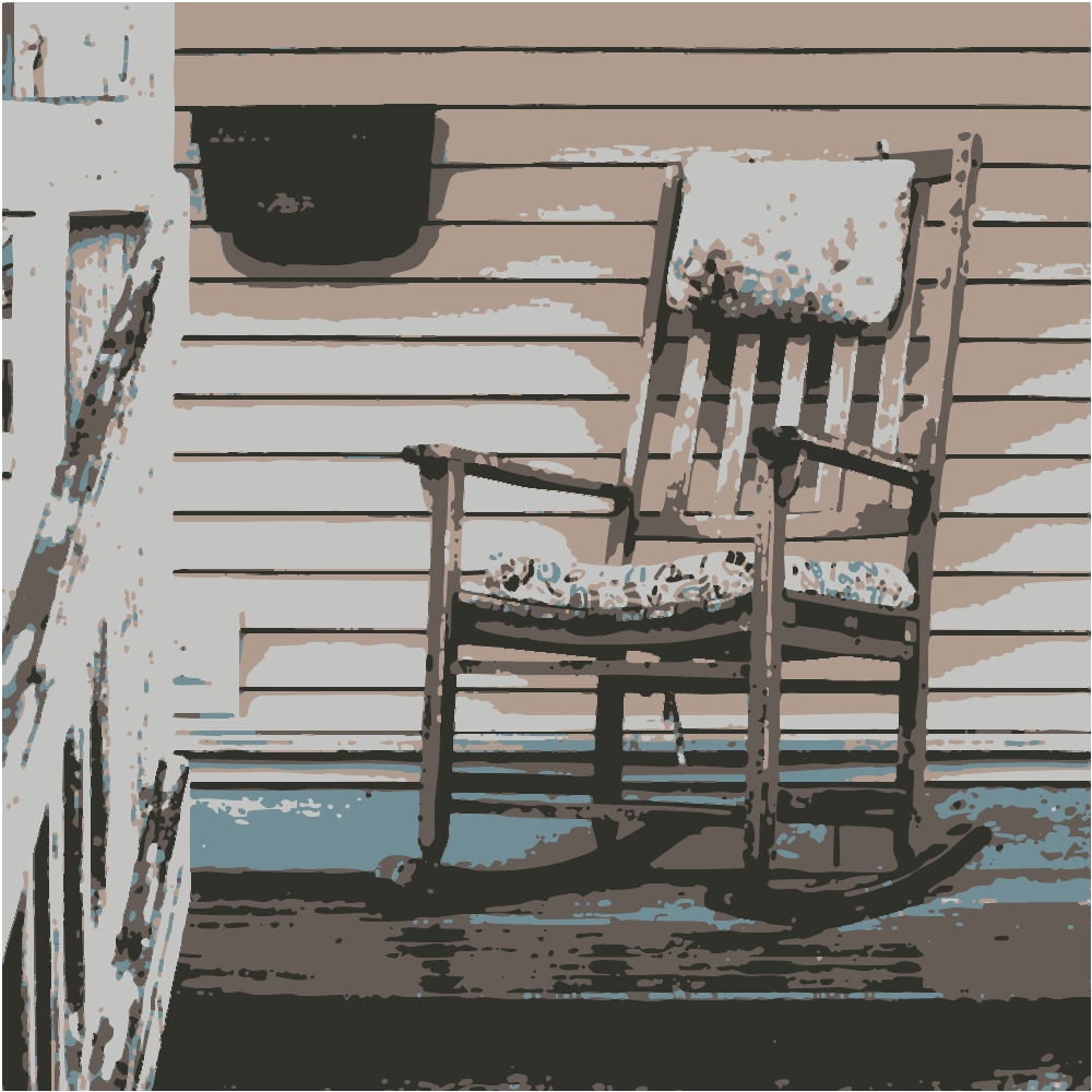 Brown Wooden Rocking Chair Near White Wooden Fence converted to vector