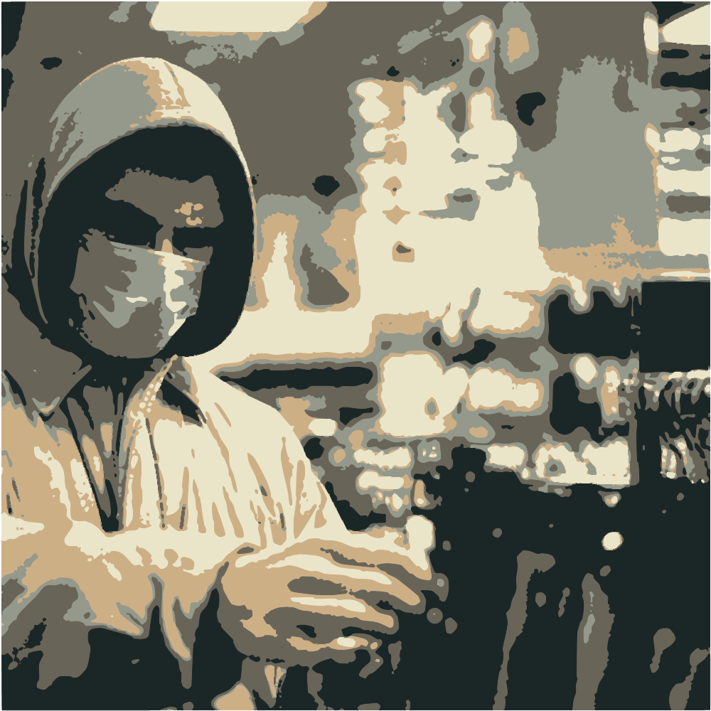 Man In Green Hoodie And Green Mask Holding Black Dslr Camera converted to vector