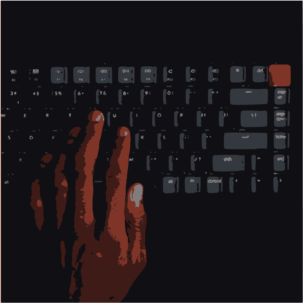 Persons Hand On Black Computer Keyboard converted to vector