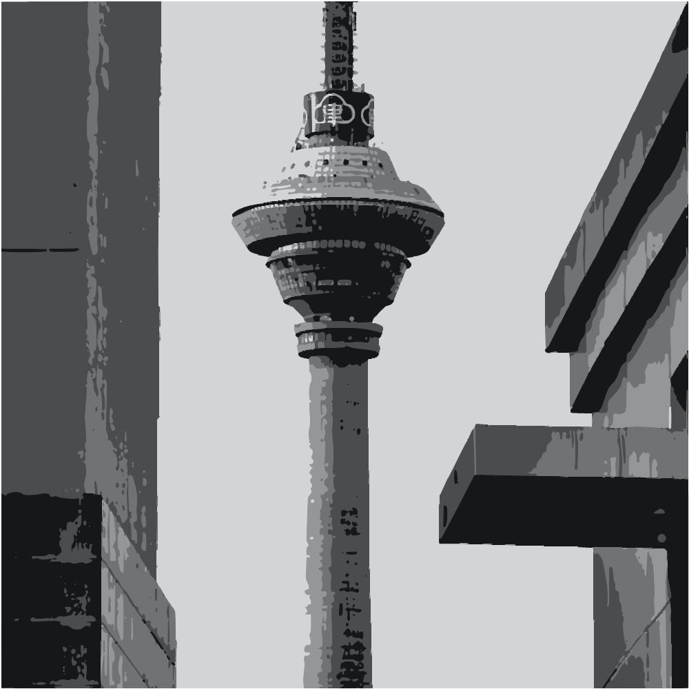 Gray Scale Photo Of Concrete Tower converted to vector