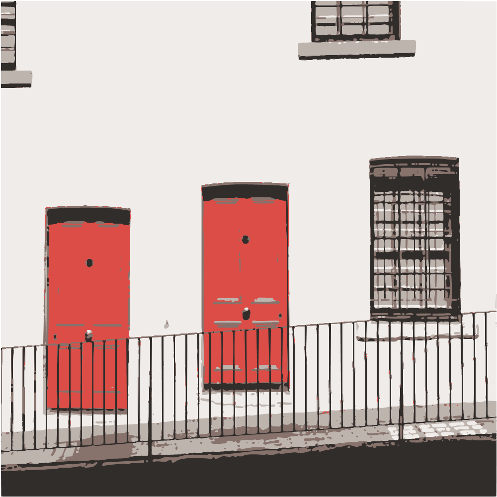 Red Door On White Concrete Building converted to vector
