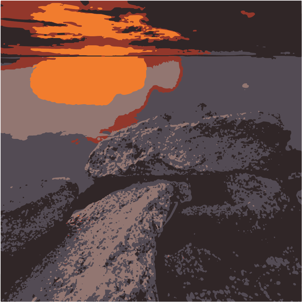 Gray And Black Rocks Near Body Of Water During Sunset converted to vector