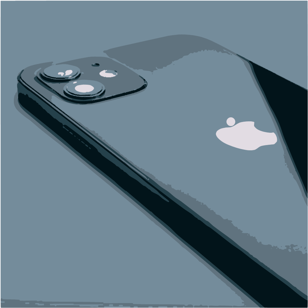 Silver Iphone 6 On Blue Surface converted to vector