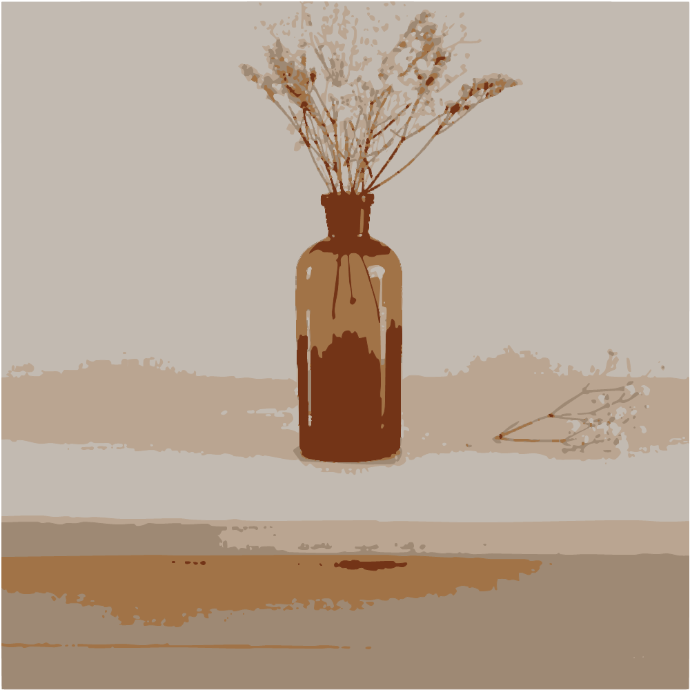 White Flowers In Brown Glass Bottle converted to vector