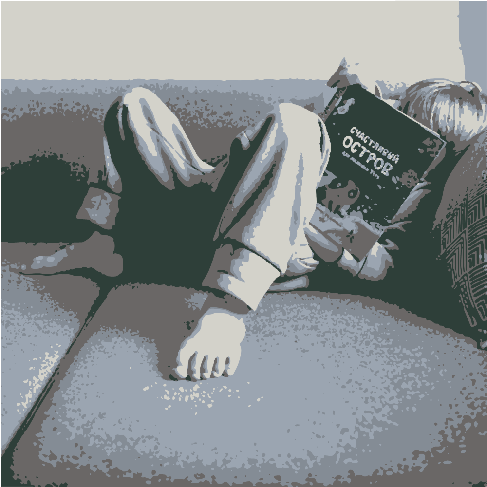 Girl In Green Long Sleeve Shirt Lying On Gray Couch converted to vector
