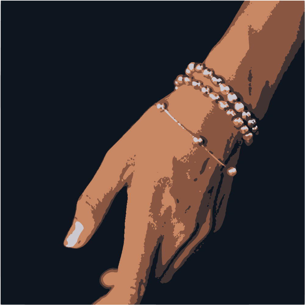 Person Wearing Silver Bracelet And Gold Ring converted to vector