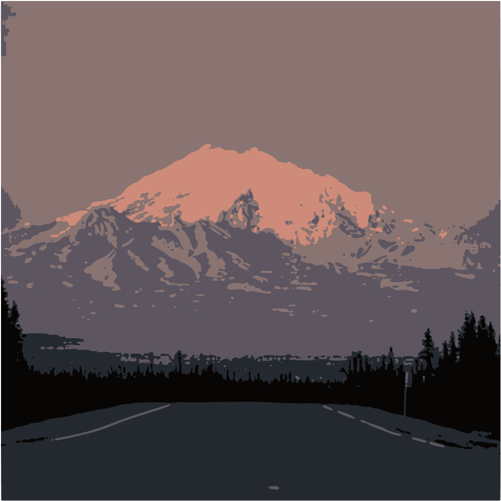 Black Asphalt Road Near Snow Covered Mountain During Daytime converted to vector