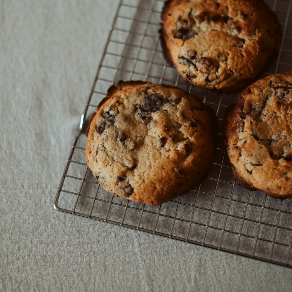 Brown Cookies On Gray Metal Tray raster image