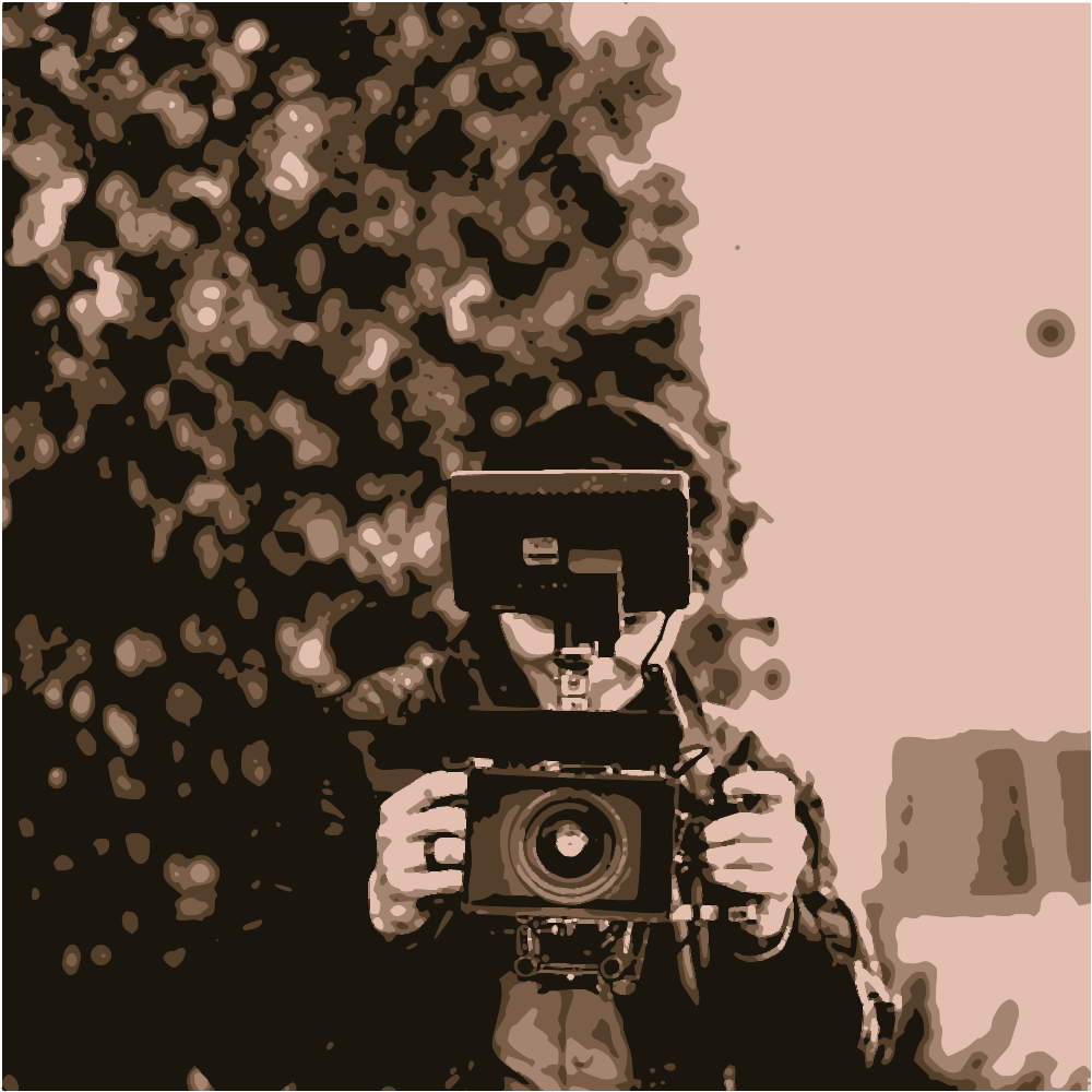 Man In Black Jacket Holding Black Camera converted to vector