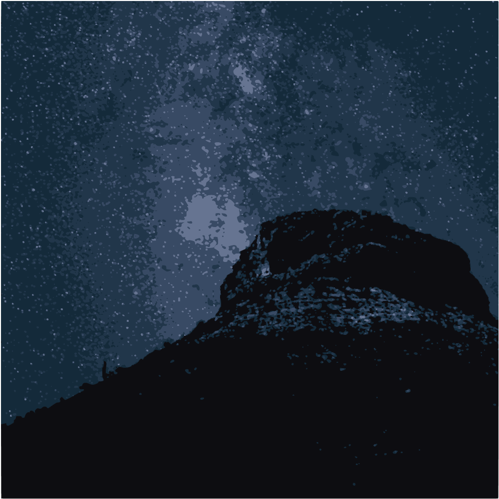 Brown Rocky Mountain Under Starry Night converted to vector