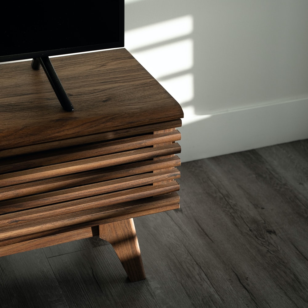 Brown Wooden Table On Gray Floor