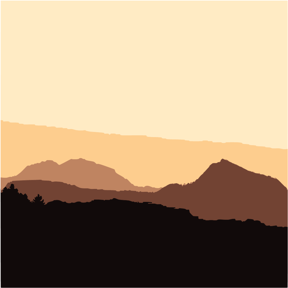 Silhouette Of Trees And Mountains During Sunset converted to vector