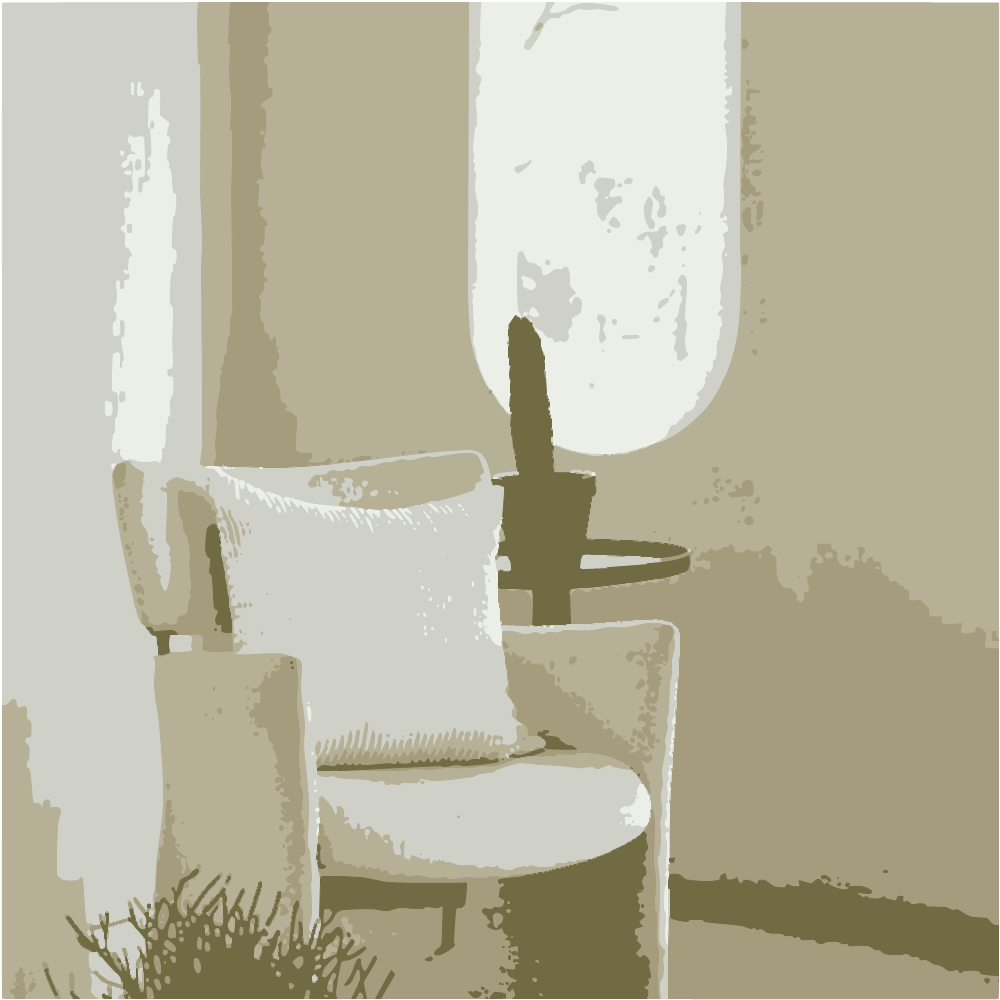 White And Gray Armchair Beside Green Potted Plant converted to vector