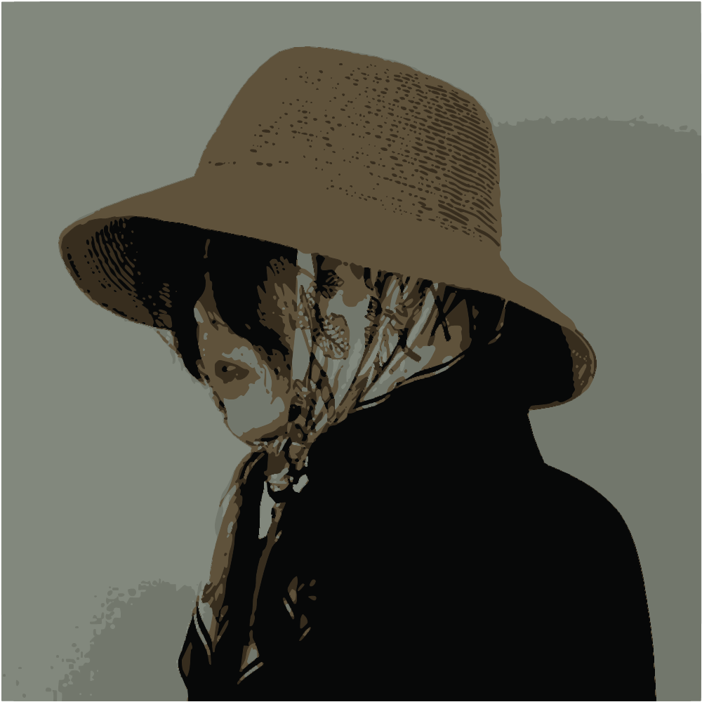 Woman In Brown Hat And Black Coat converted to vector