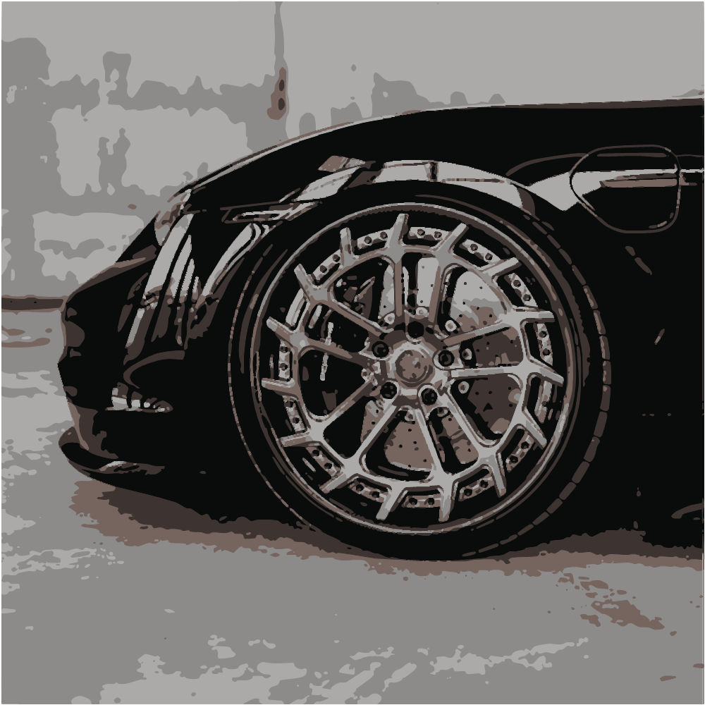 Black Car With Brown Wheel converted to vector