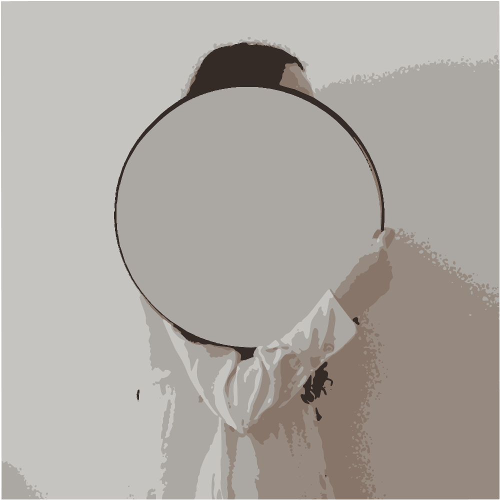 Person Holding Round Mirror With White Frame converted to vector