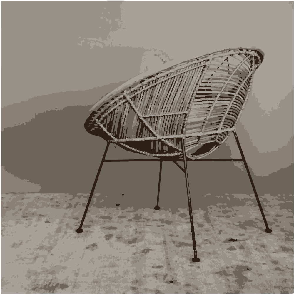 Brown Wicker Chair On White Sand converted to vector