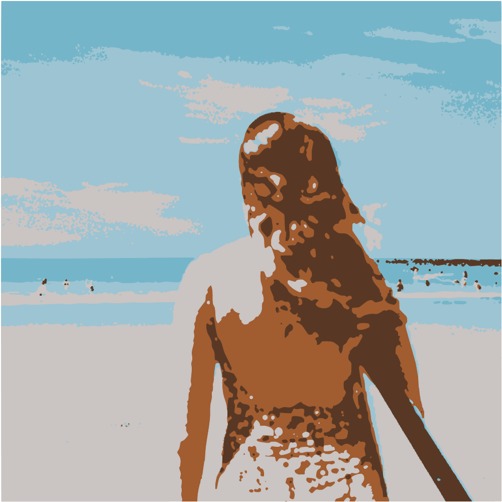 Woman In Red And White Floral Spaghetti Strap Top Standing On Beach During Daytime converted to vector
