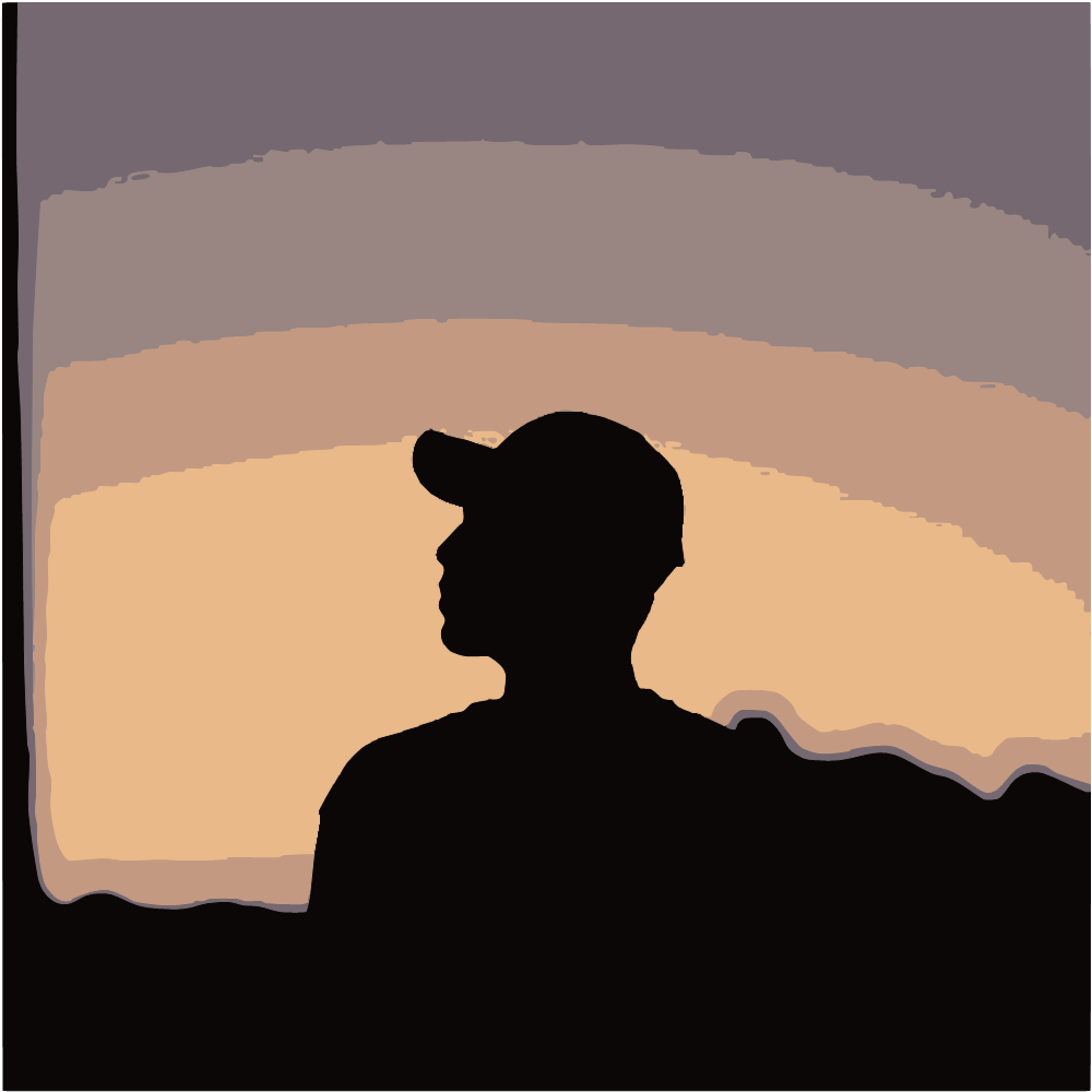 Man In Black Hat And Brown Shirt Standing On Road During Sunset converted to vector