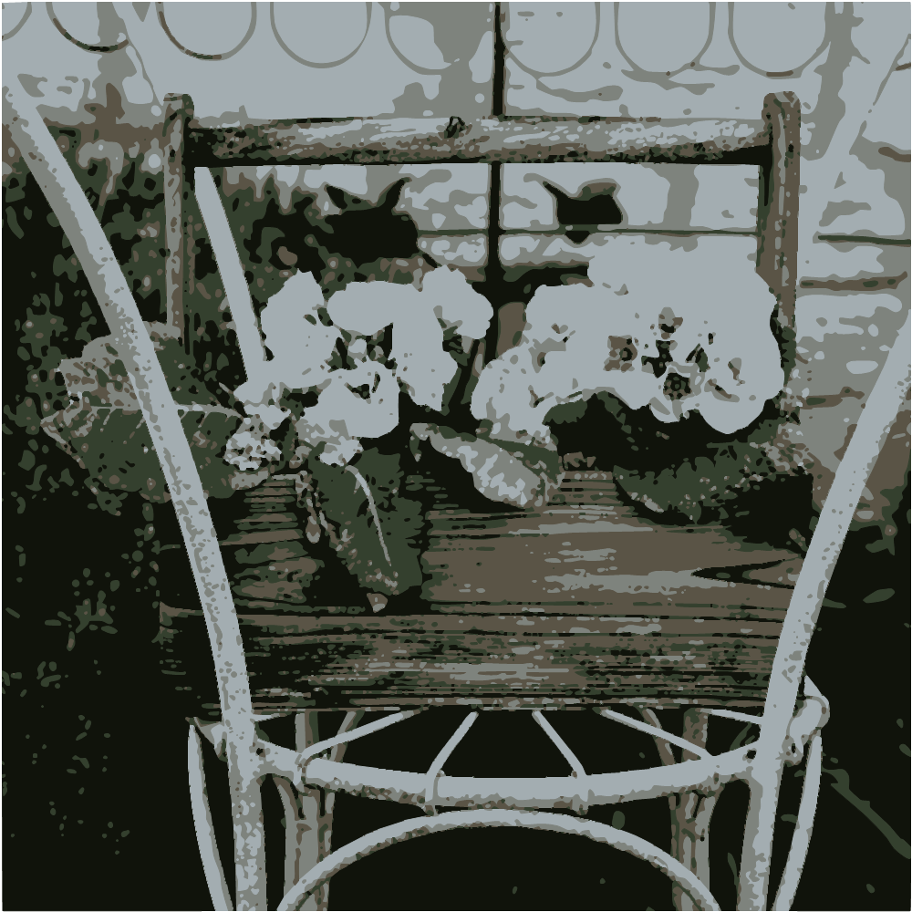White Flowers On Brown Wooden Swing converted to vector