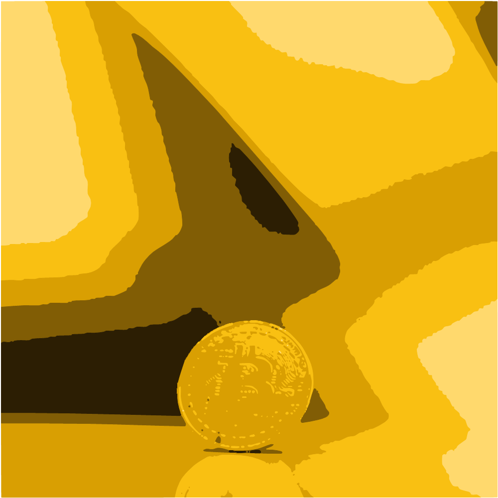Gold Round Coin On Yellow Surface converted to vector